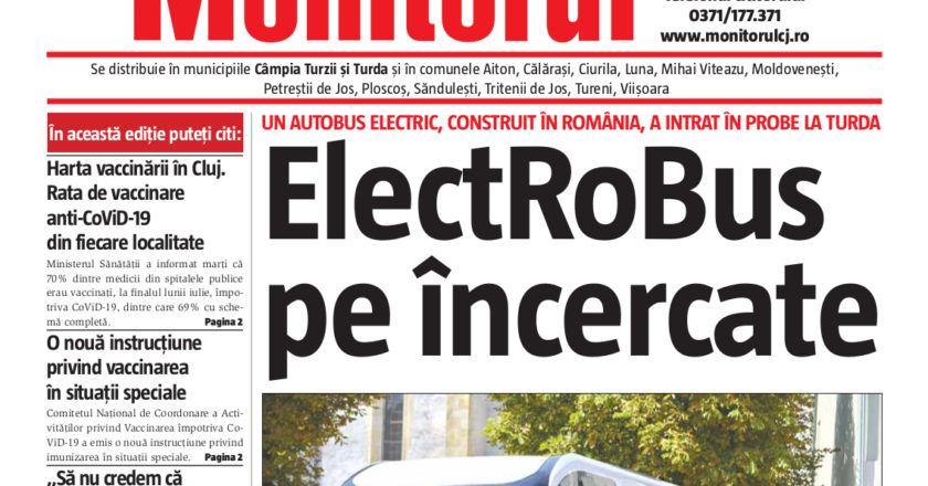 A apărut Monitorul ediție de Arieș tipărit. „ElectRoBus pe încercate. Un autibus electric, unul românesc, se află în teste la Turda”