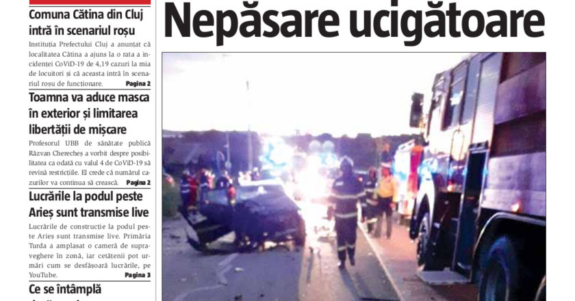 A apărut Monitorul ediție de Arieș tipărit. Nepăsare ucigătoare: Cine se face responsabil de tragediile provocate de accidentele rutiere care au loc în Tureni